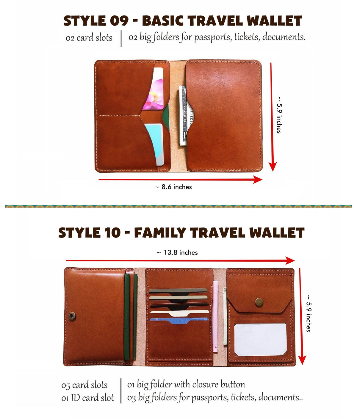 a brown wallet with a card holder and a wallet