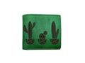 Personalized leather men's wallet, catus shape art present, plant inspired men's wallet