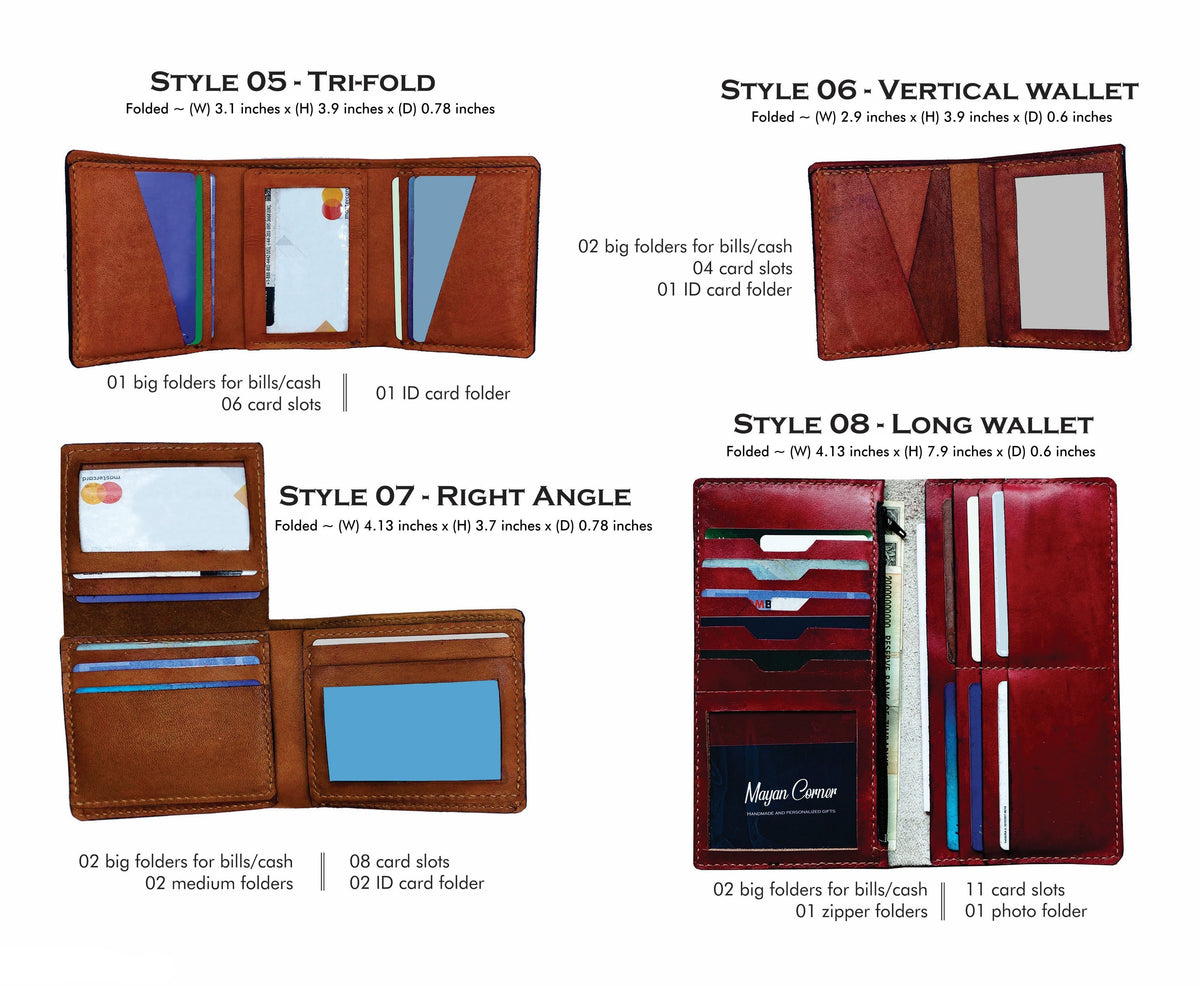 Customized genuine leather handmade wallet - Koi Fish pattern