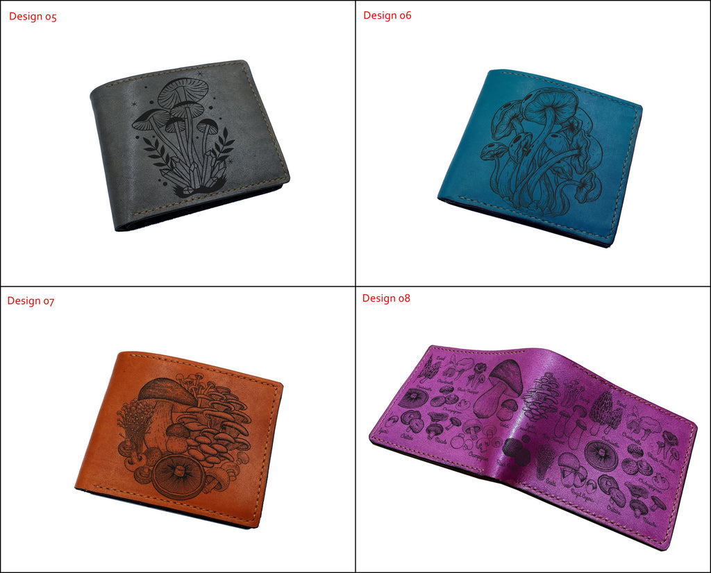 Handcrafted mushroom leather gifts, mushroom lover personalized present