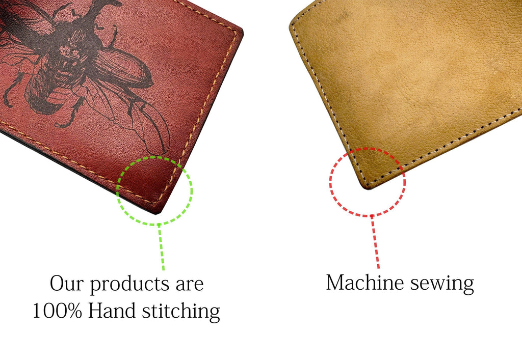 Customized genuine leather handmade wallet - Koi Fish pattern