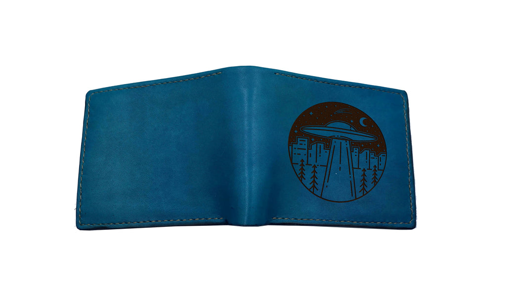 Personalized Leather Alien Wallet, 11cm x 9.5cm Cowhide Handmade.