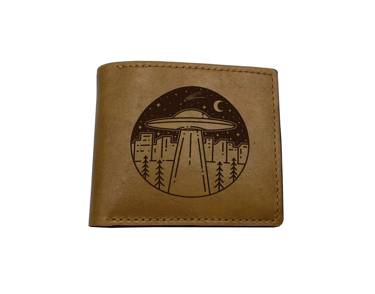 Personalized Leather Alien Wallet, 11cm x 9.5cm Cowhide Handmade.
