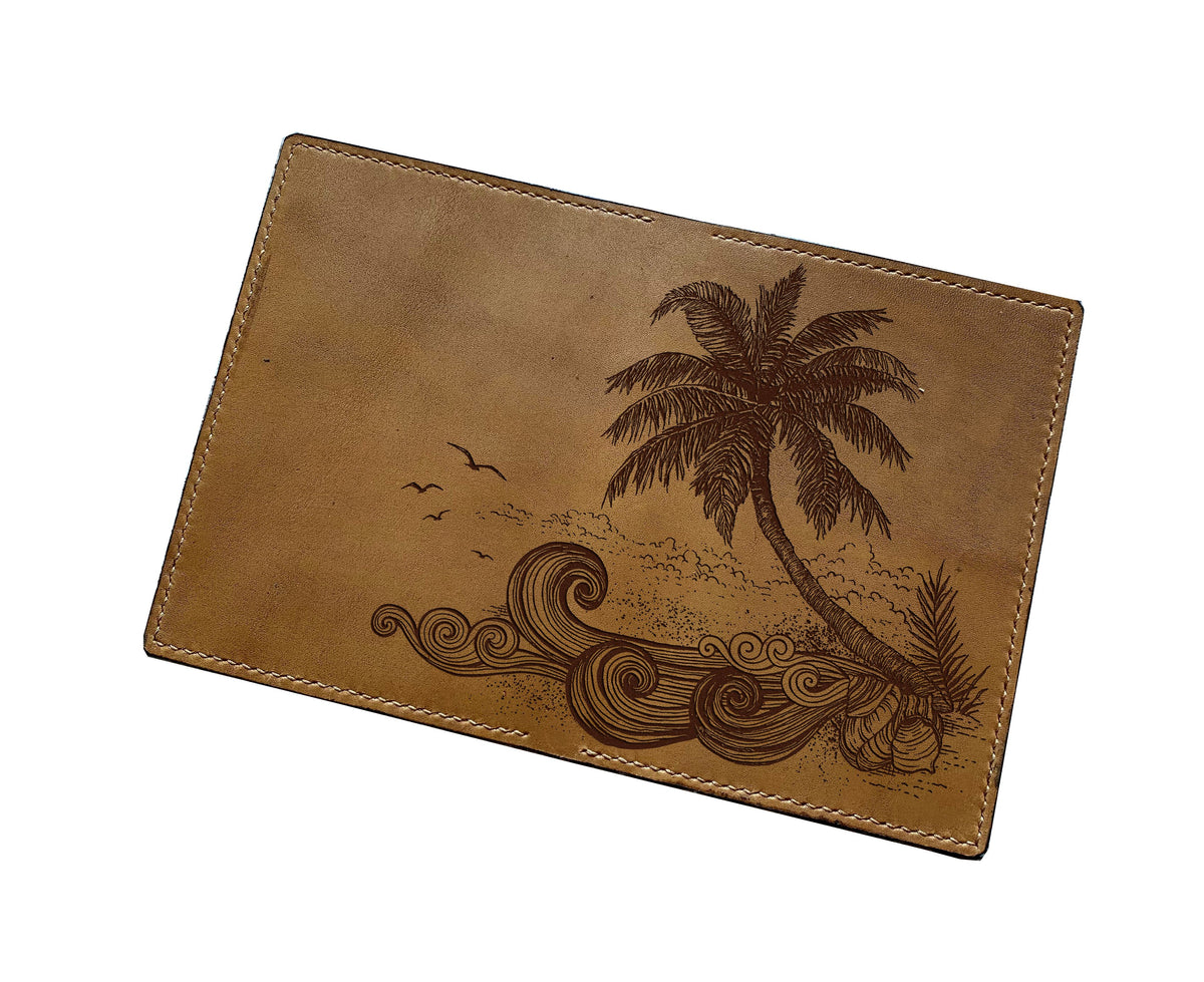 Personalized genuine leather wallet, custom Classic men's gift - Beach