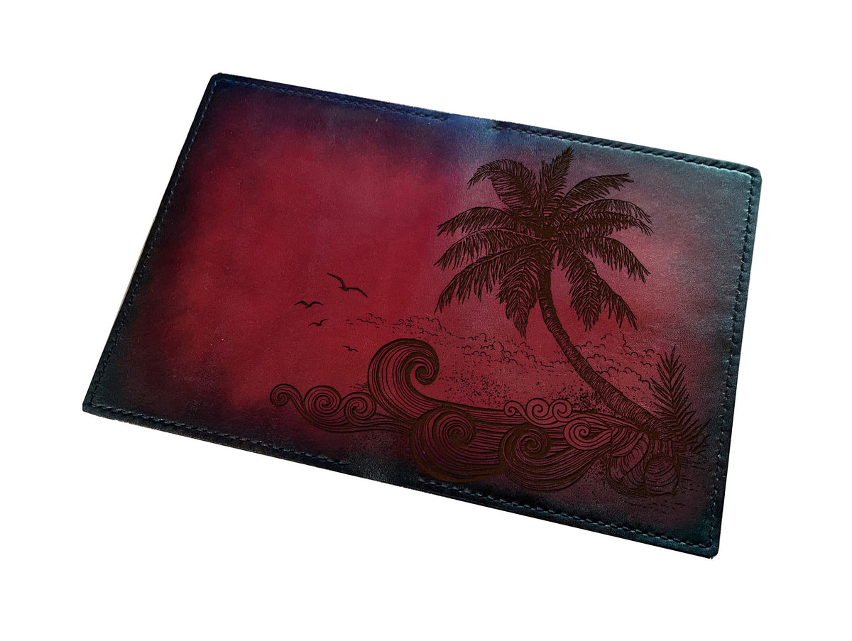Personalized genuine leather wallet, custom Classic men's gift - Beach