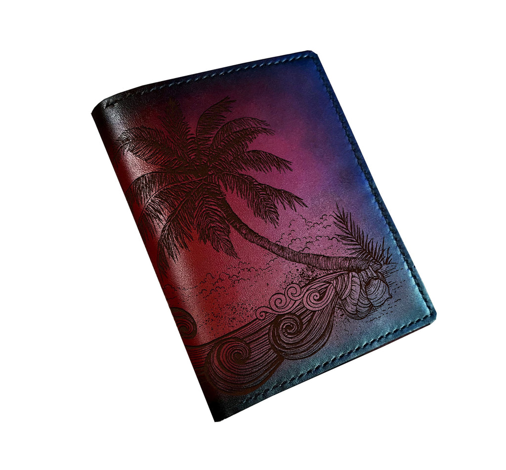 Personalized genuine leather wallet, custom Classic men's gift - Beach