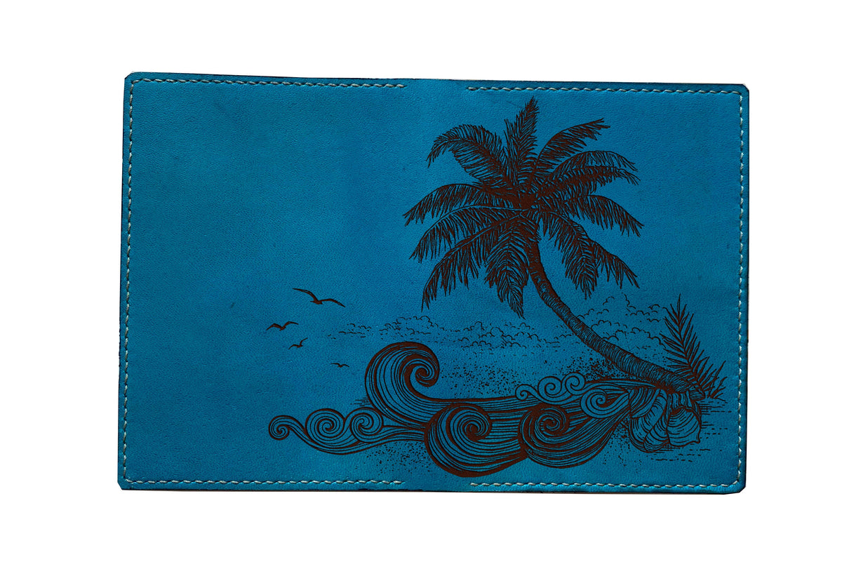 Personalized genuine leather wallet, custom Classic men's gift - Beach