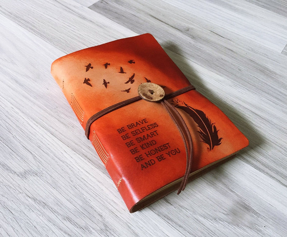 Personalized Leather Journal: Handmade Engraved Notebook, Freedom Gift