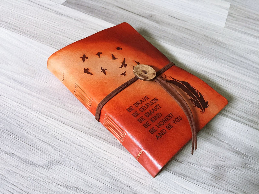 Personalized Leather Journal: Handmade Engraved Notebook, Freedom Gift