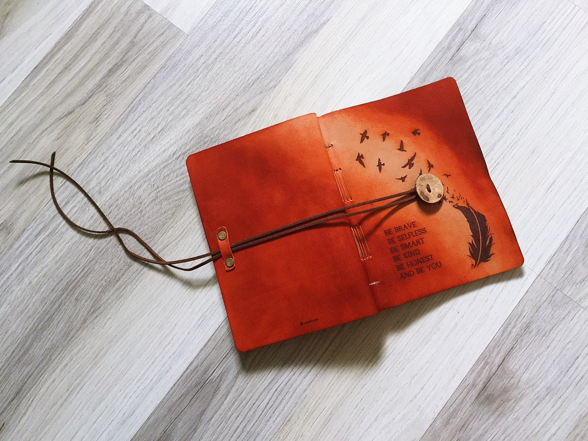 Personalized Leather Journal: Handmade Engraved Notebook, Freedom Gift