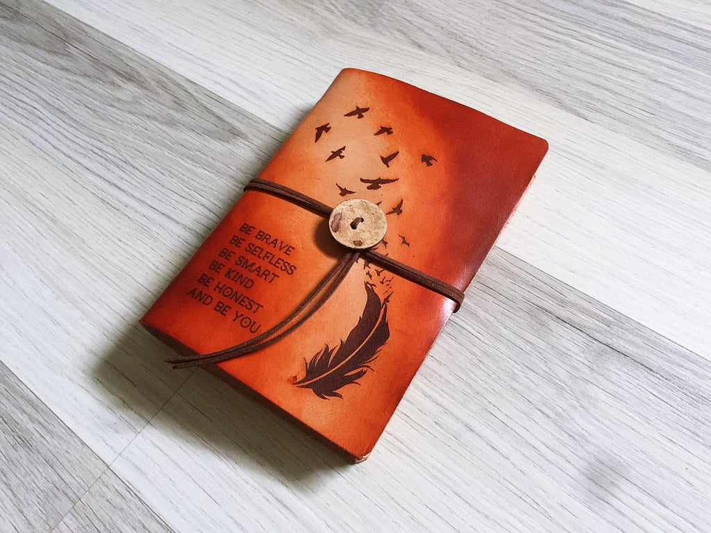 Personalized Leather Journal: Handmade Engraved Notebook, Freedom Gift