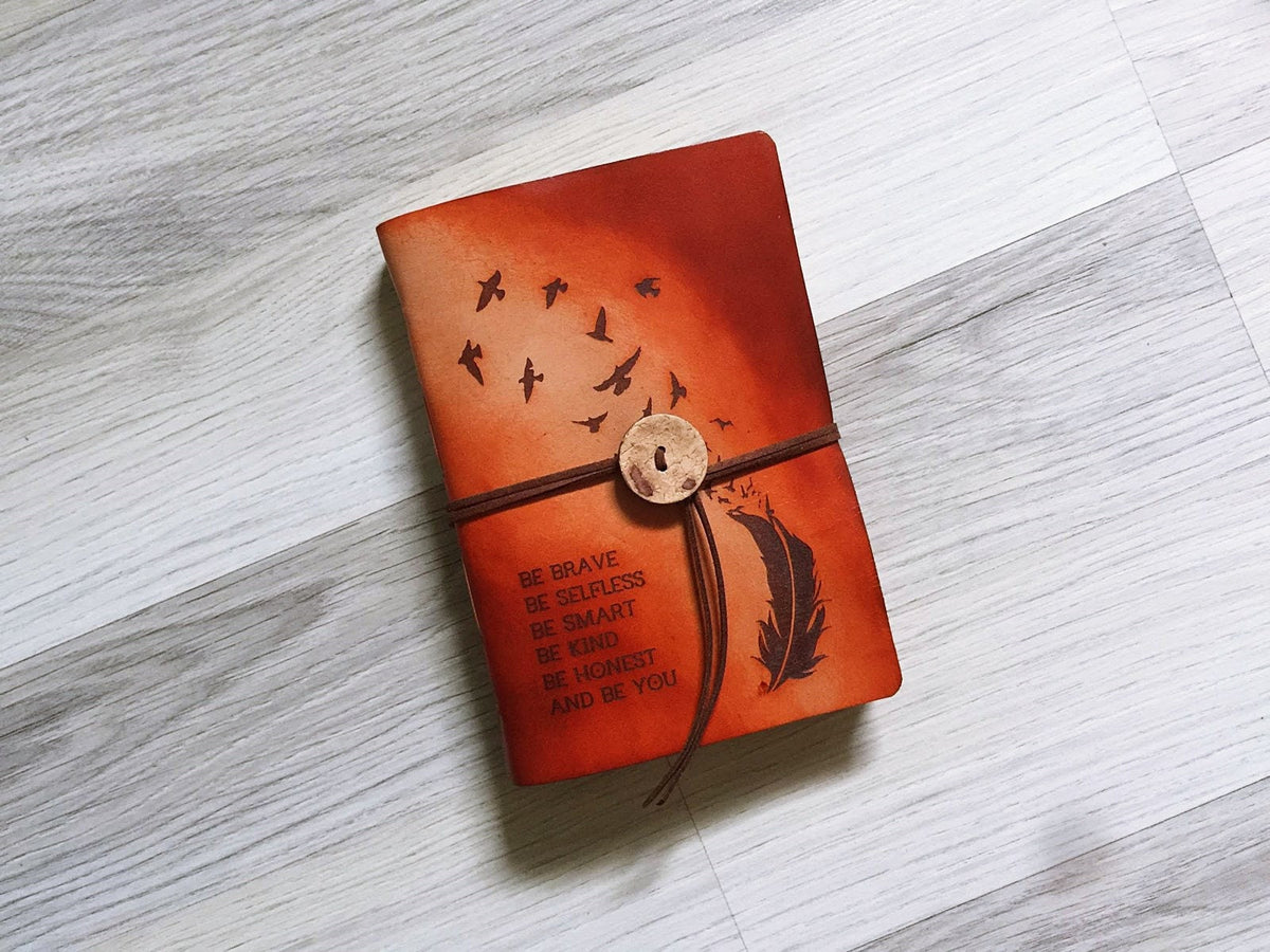 Personalized Leather Journal: Handmade Engraved Notebook, Freedom Gift