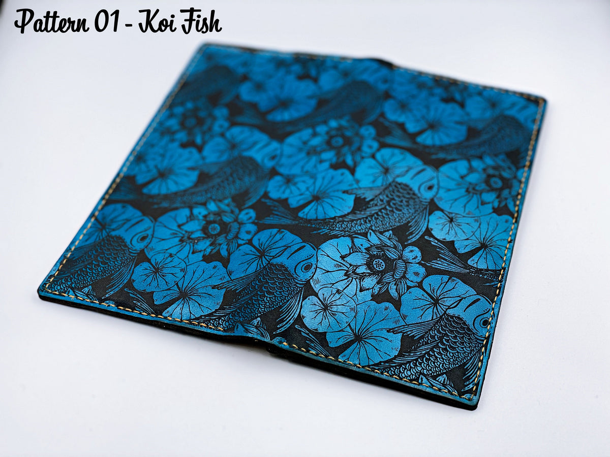 Personalized Leather Long Wallet: Handmade Seamless Pattern Bifold