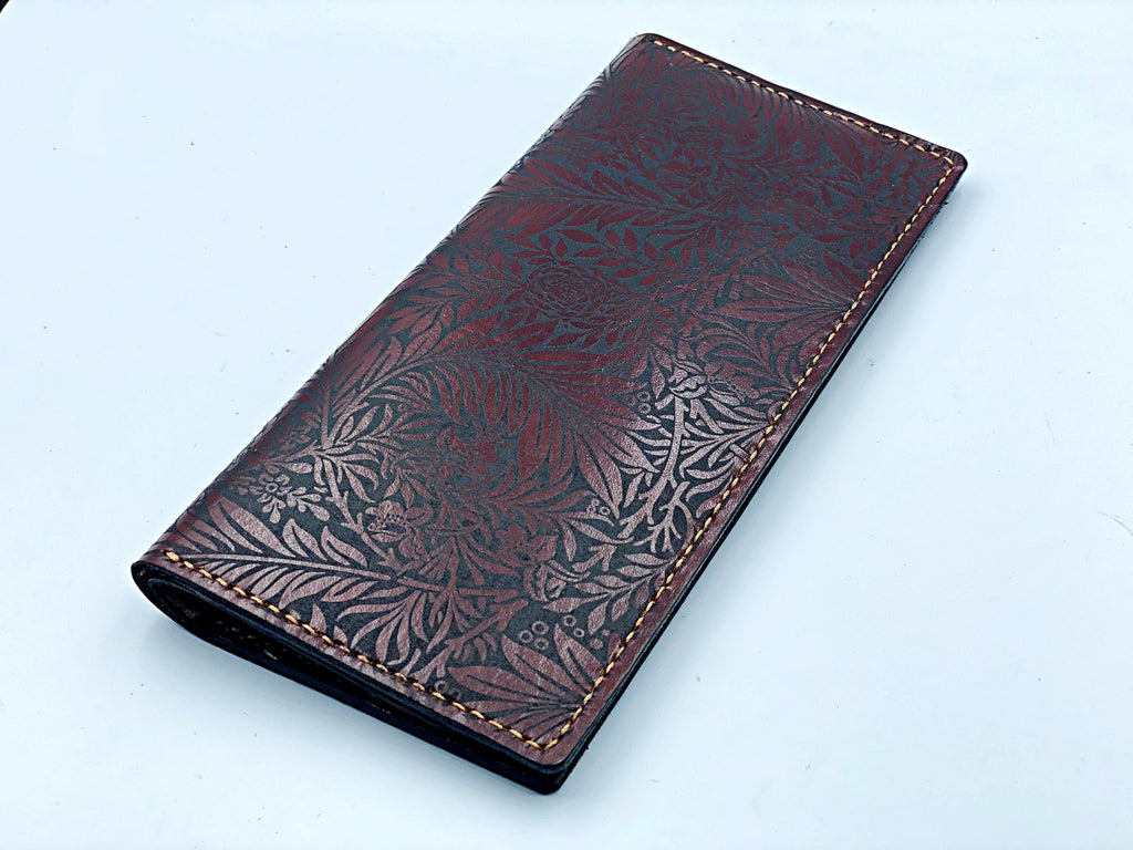 Personalized Leather Long Wallet: Handmade Seamless Pattern Bifold