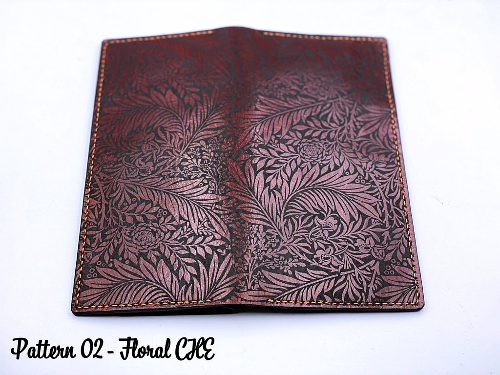 Personalized Leather Long Wallet: Handmade Seamless Pattern Bifold