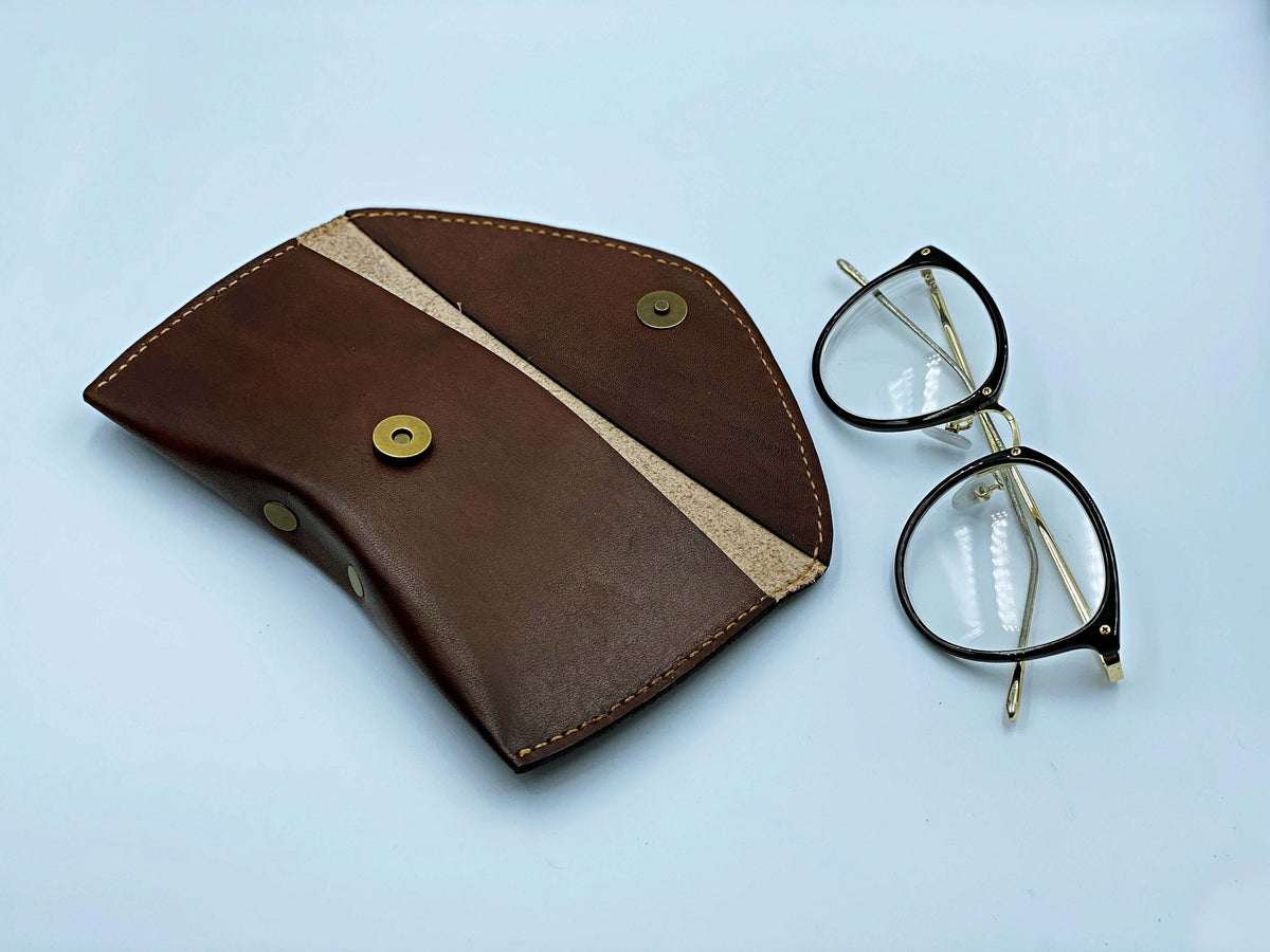 Personalized Leather Sunglasses Case, Hand-Drawn Flower Design, Anniversary Gift