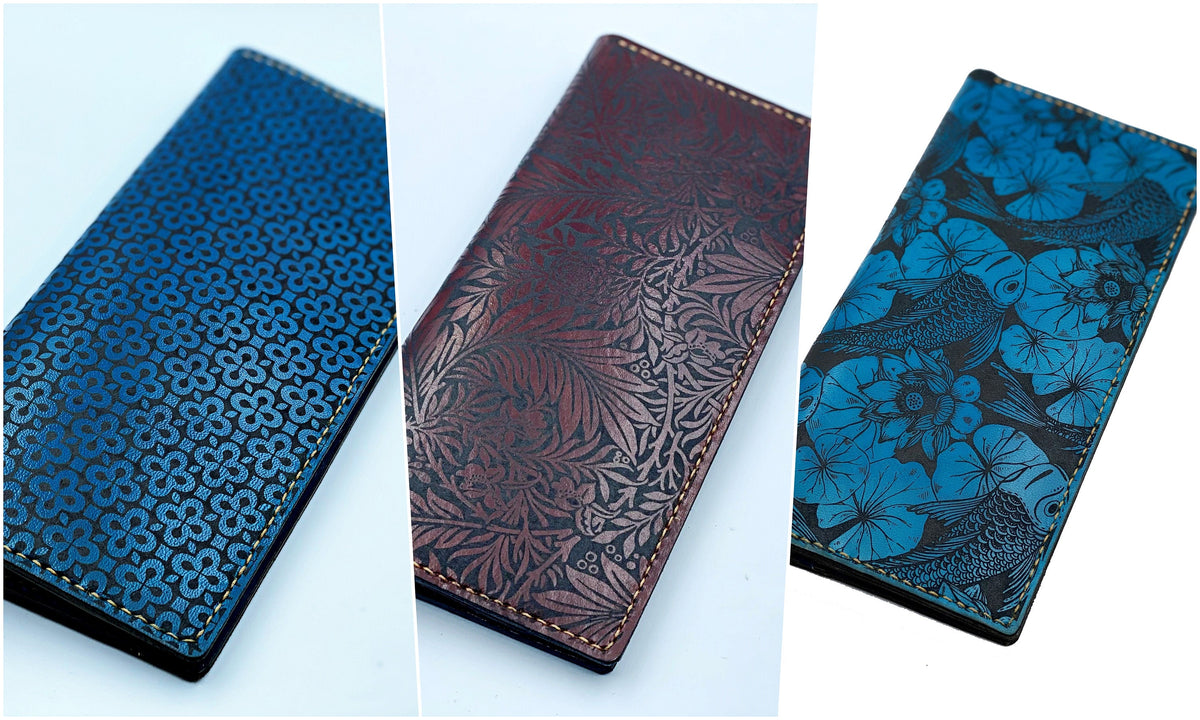 Personalized Leather Long Wallet: Handmade Seamless Pattern Bifold