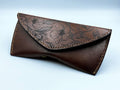 Personalized Leather Sunglasses Case, Hand-Drawn Flower Design, Anniversary Gift