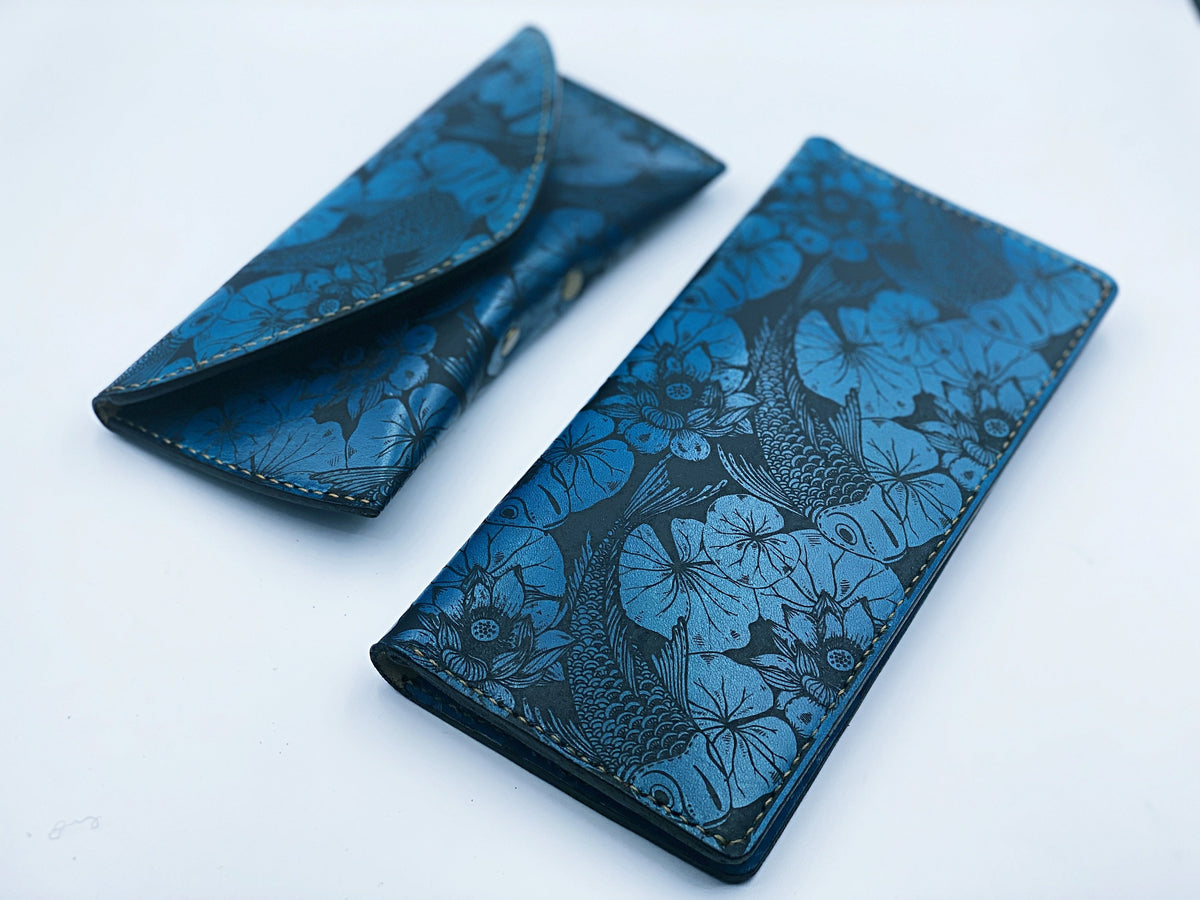 Personalized Leather handmade Koi Fish pattern Sunglasses Case, Soft Glasses Protector, Custom Anniversary Gift idea, eyeglasses sleeve
