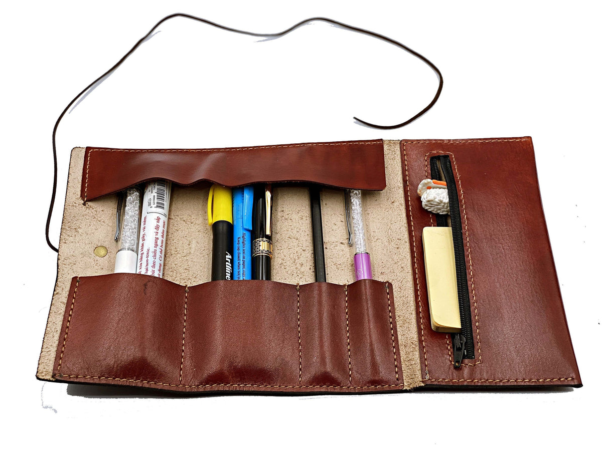 Personalized Handmade Leather Pencase mini, Back to school Accessories, Unisex gifts, Gift for teacher, Anniversary small leather present