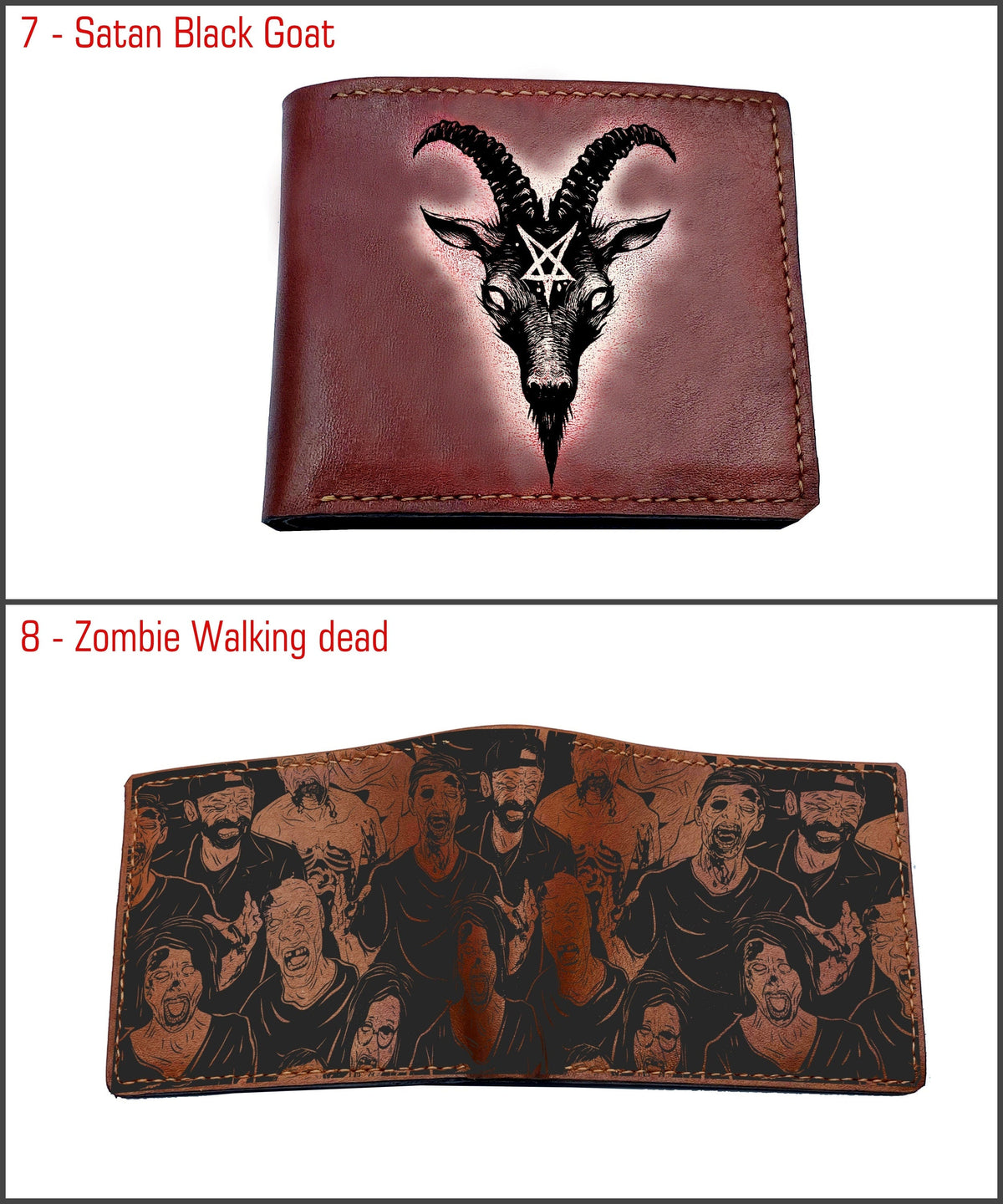 Personalized zombie men's wallet, death wallet, horror gift for men, halloween wallet for husband, boyfriend, horror theme present ideas