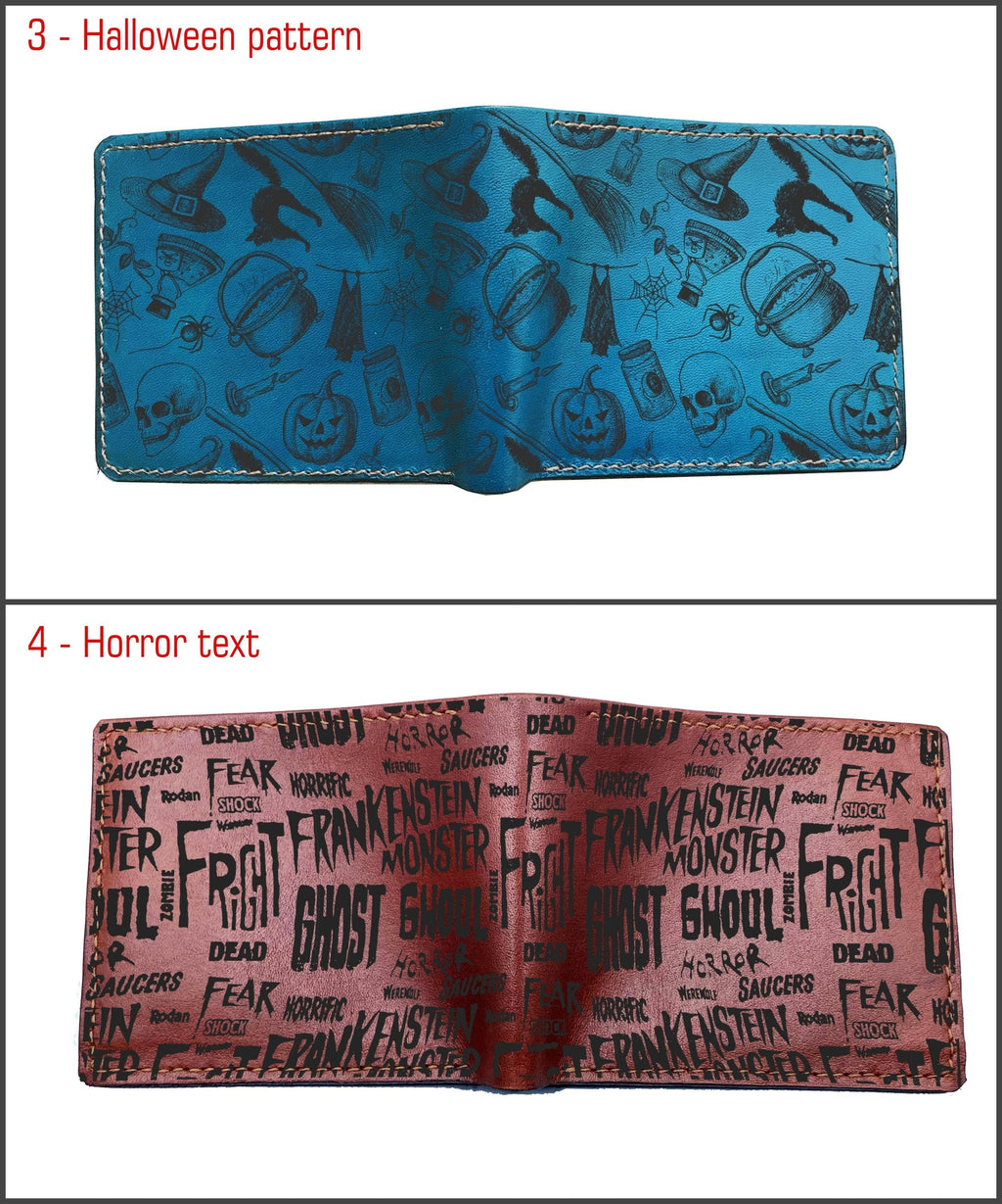 Personalized zombie men's wallet, death wallet, horror gift for men, halloween wallet for husband, boyfriend, horror theme present ideas