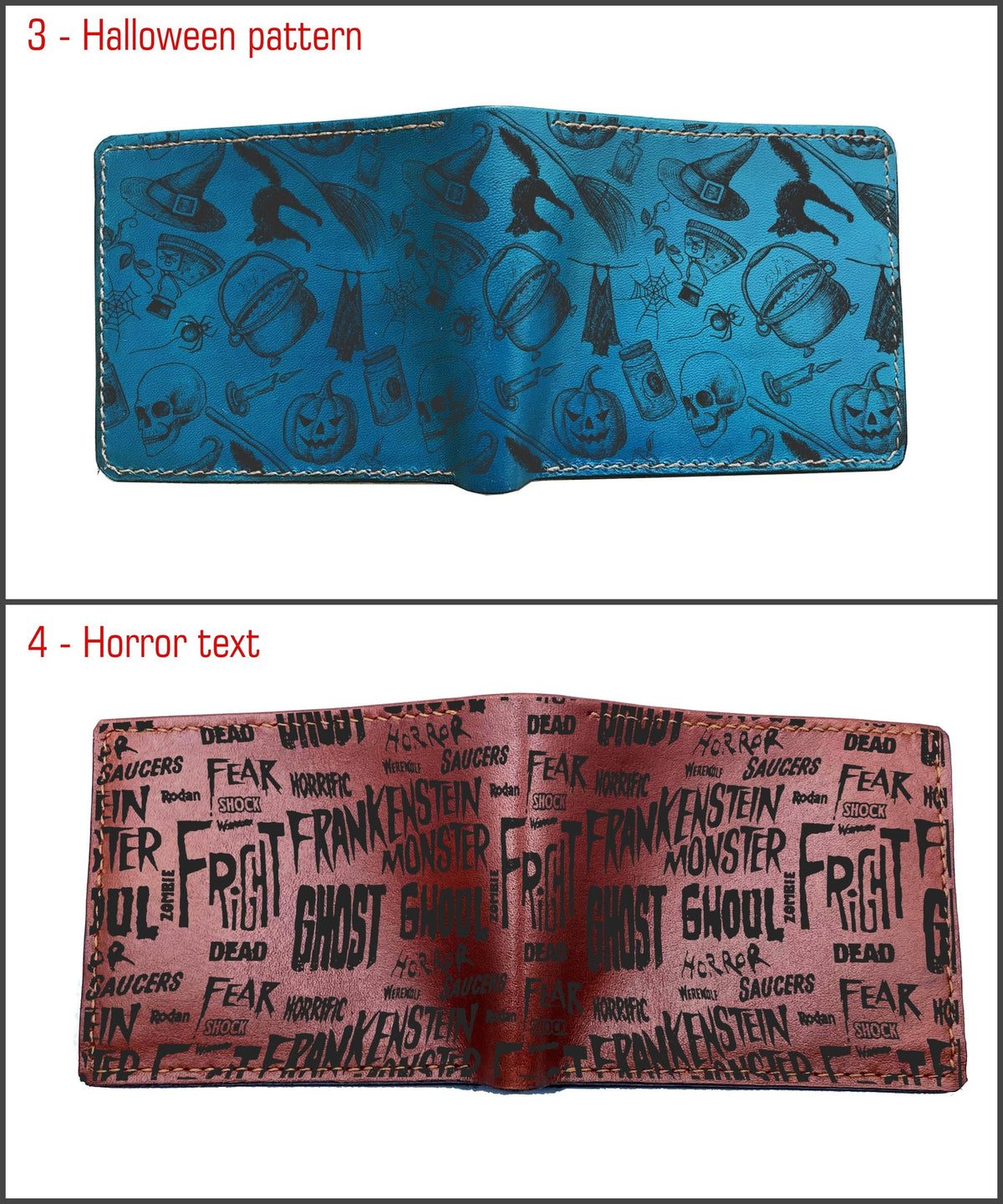 Personalized zombie men's wallet, death wallet, horror gift for men, halloween wallet for husband, boyfriend, horror theme present ideas