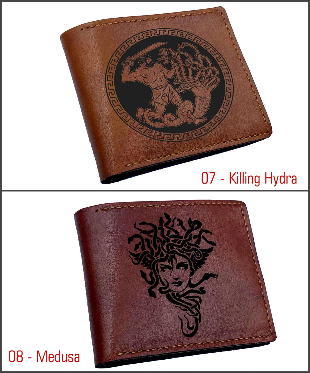 Minotaur leather men's wallet, monster engraved leather gift for men, customized present for dad, leather anniversary gift for husband