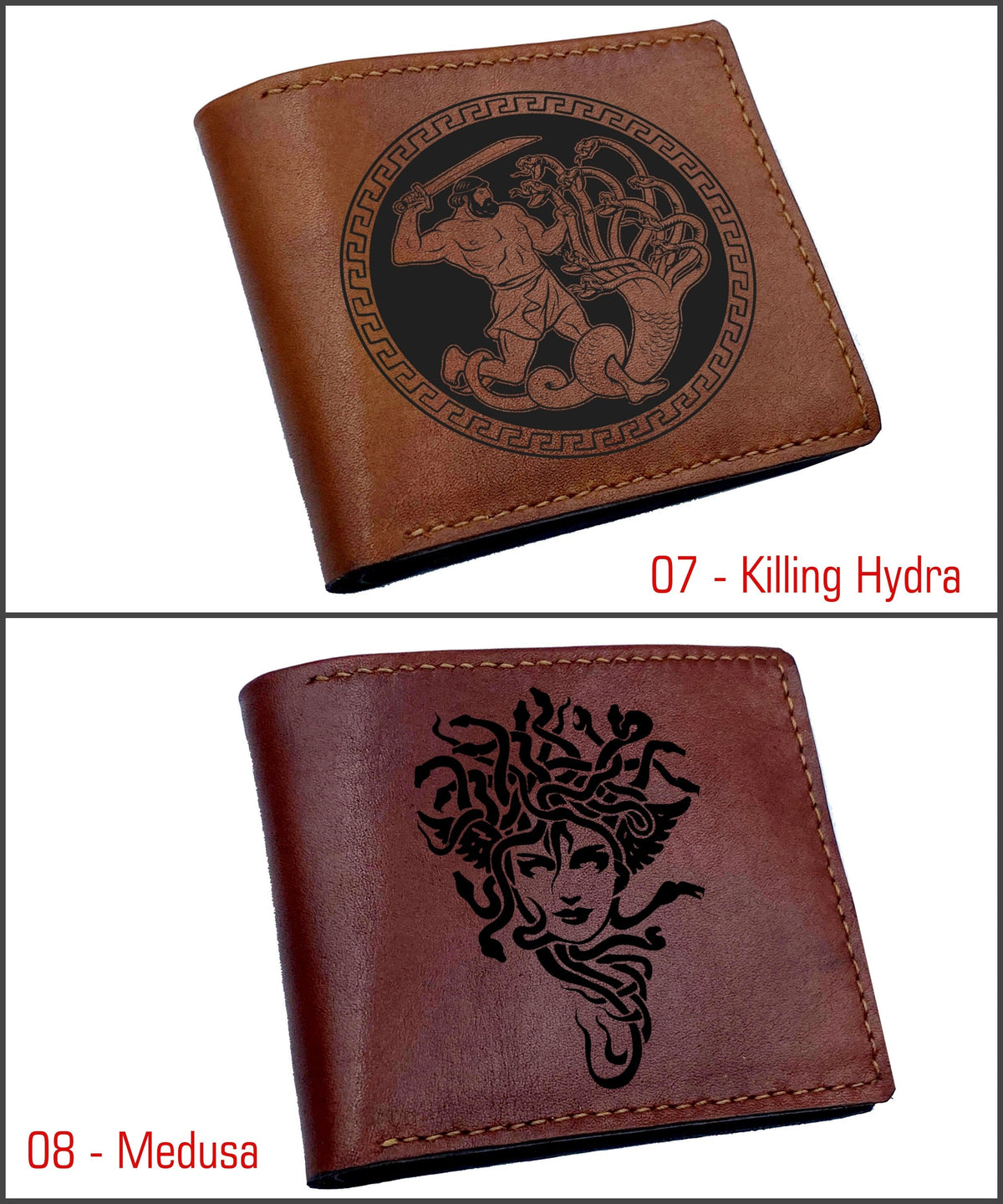 Minotaur leather men's wallet, monster engraved leather gift for men, customized present for dad, leather anniversary gift for husband