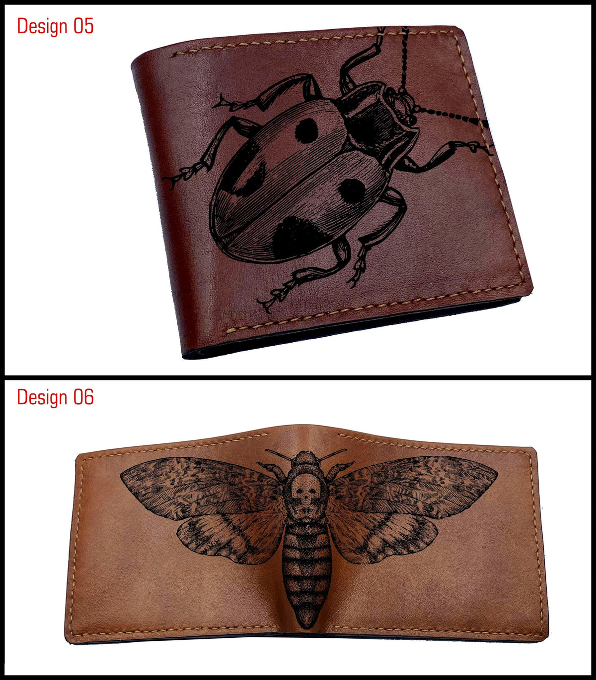 Personalized moth butterfly pattern men wallet, Animal art RFID blocking leather wallet, custom gift for men, insect wallet animal lover