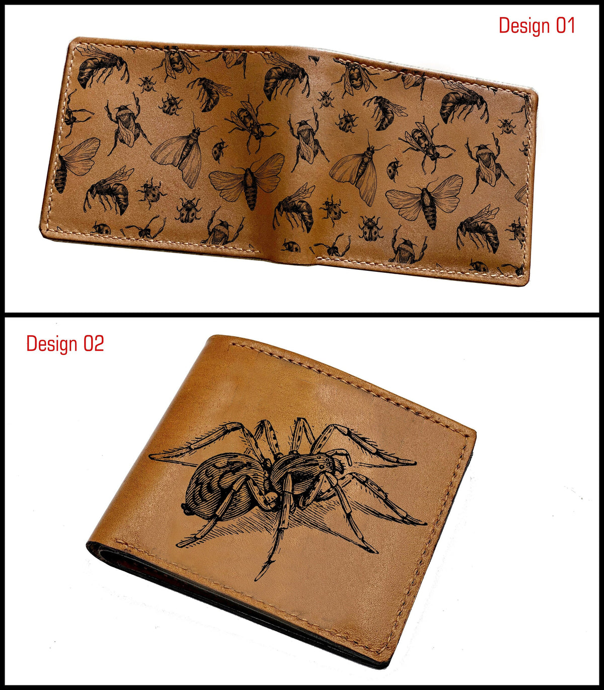 Personalized moth butterfly pattern men wallet, Animal art RFID blocking leather wallet, custom gift for men, insect wallet animal lover