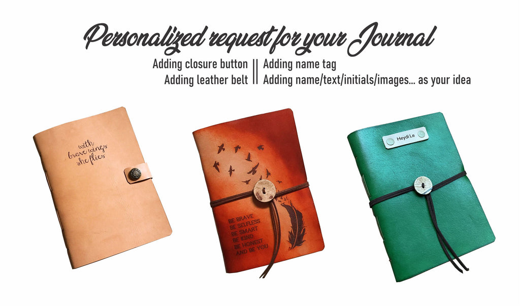 Personalized Leather Journal: Handmade Engraved Notebook, Freedom Gift