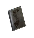 Personalized leather wallet, bifold mini card wallet, fox natural drawing wallet, animal draw gift, anniversary leather wallet for husband