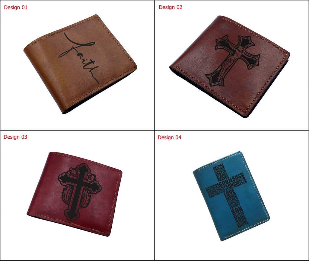 Celtic knot cross symbol, custom leather wallet, personalized leather present for dad, husband, brother, leather anniversary gift for friend