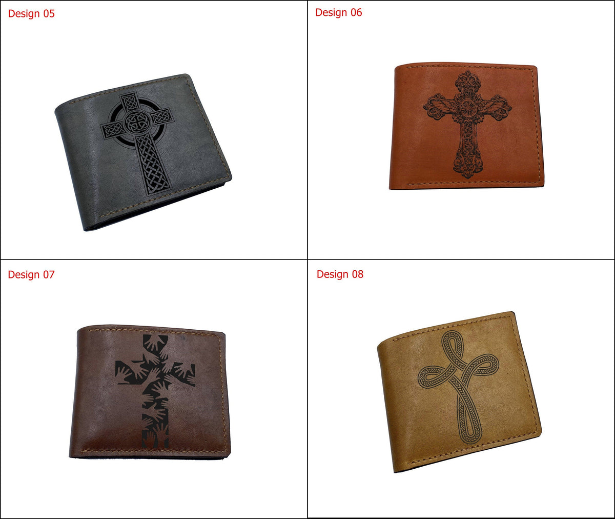 Celtic knot cross symbol, custom leather wallet, personalized leather present for dad, husband, brother, leather anniversary gift for friend