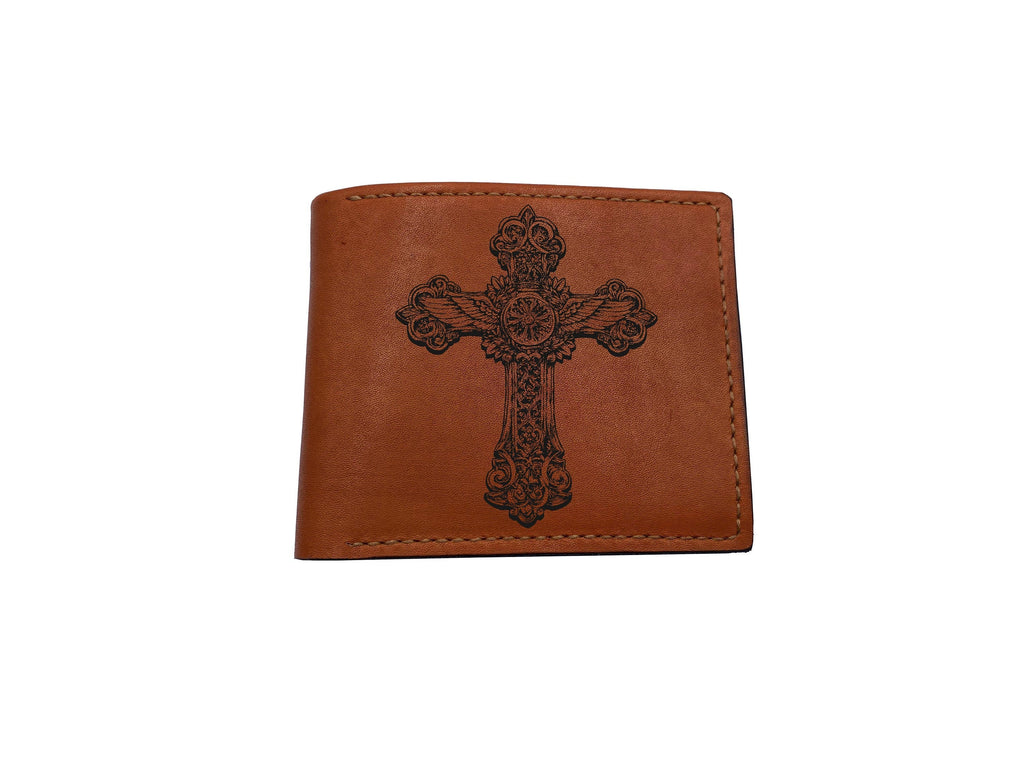 Celtic knot cross symbol, custom leather wallet, personalized leather present for dad, husband, brother, leather anniversary gift for friend