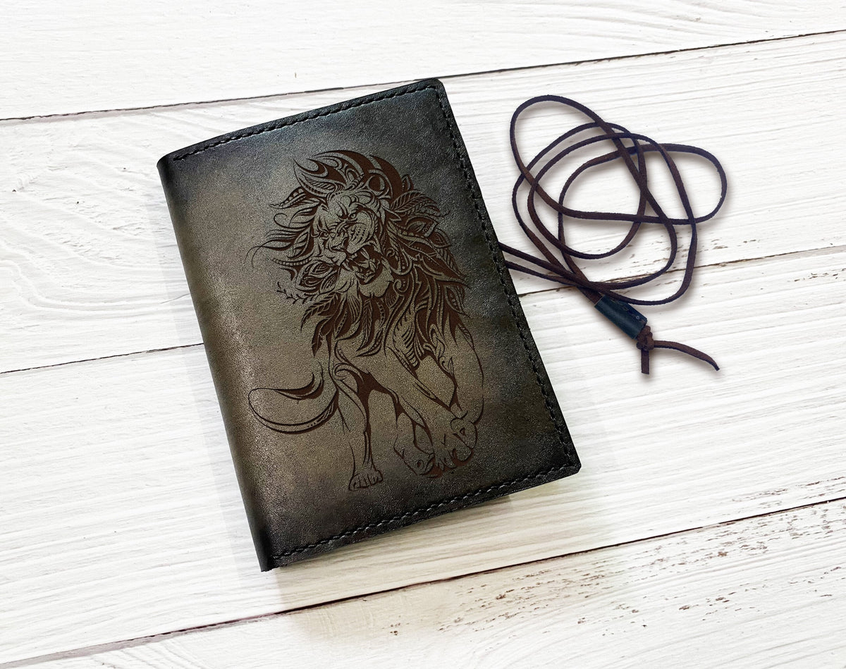 Lion leather handmade tobacco pouch, custom engrave leather gift, Pipe cigarette Case, Small Leather Jewellry Pouche, Gift for smokers