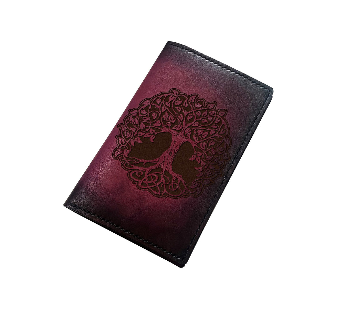 Handmade Leather iPhone Wallet: Celtic Tree of Life, Custom Engraved
