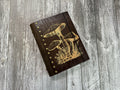 Mushroom Engraved Wood Journal: Refillable Leather Spine