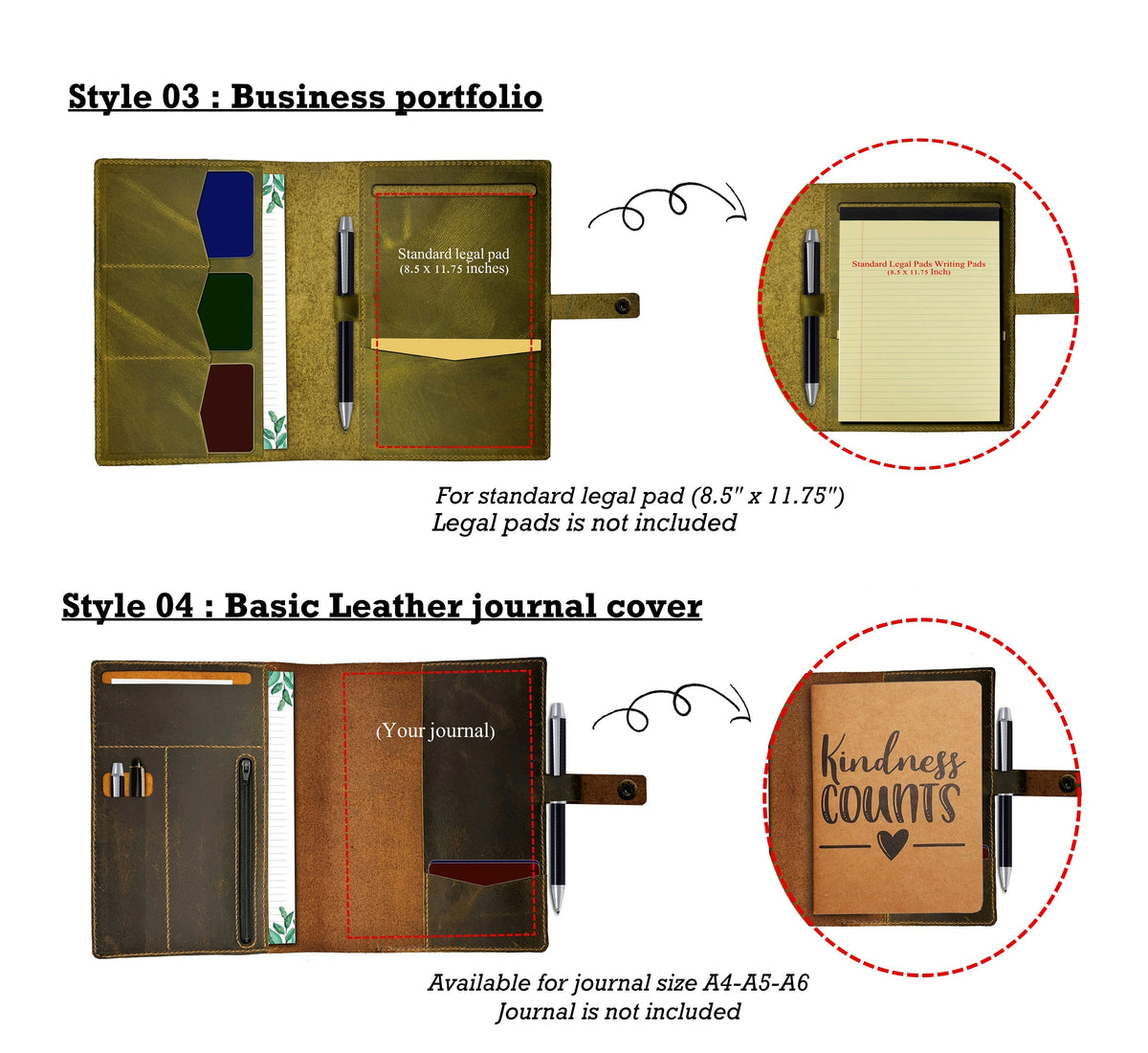 Bird Drawing Leather Journal Cover: Custom Engraved Portfolio