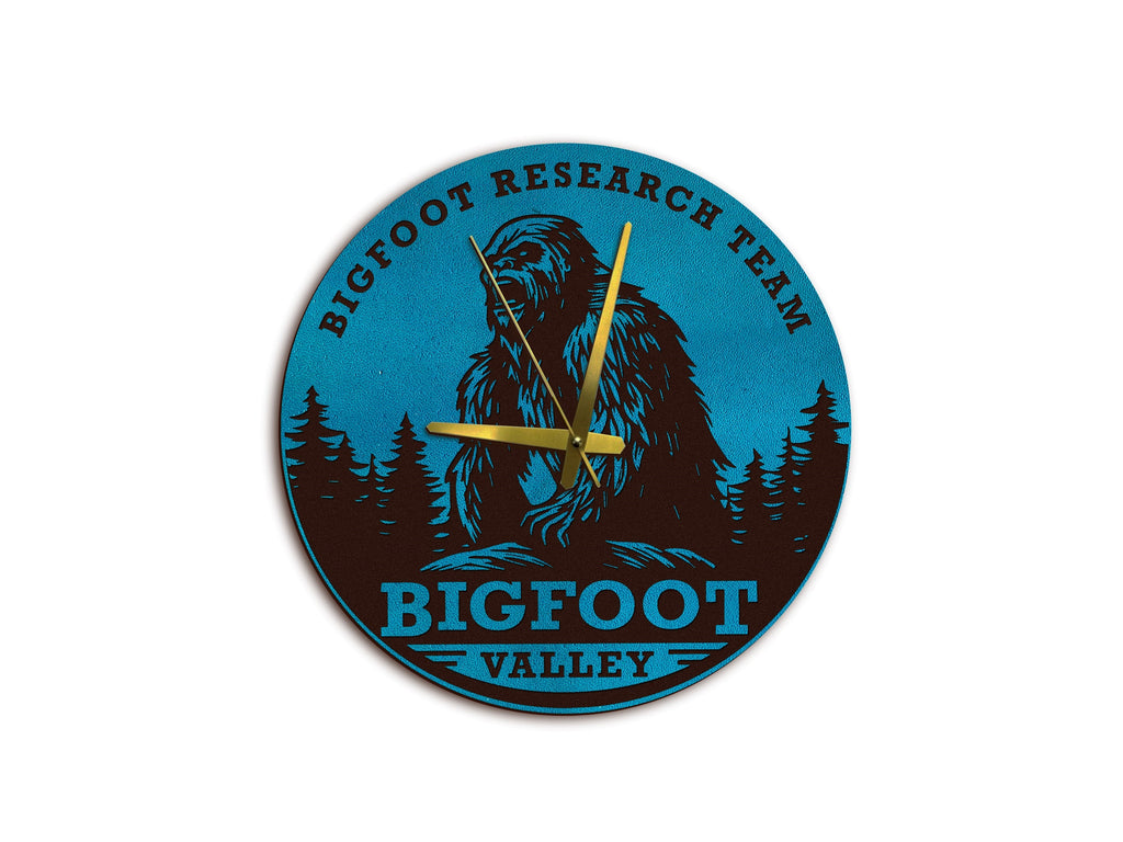 Bigfoot Leather Wall Clock: Personalized Sasquatch Decor