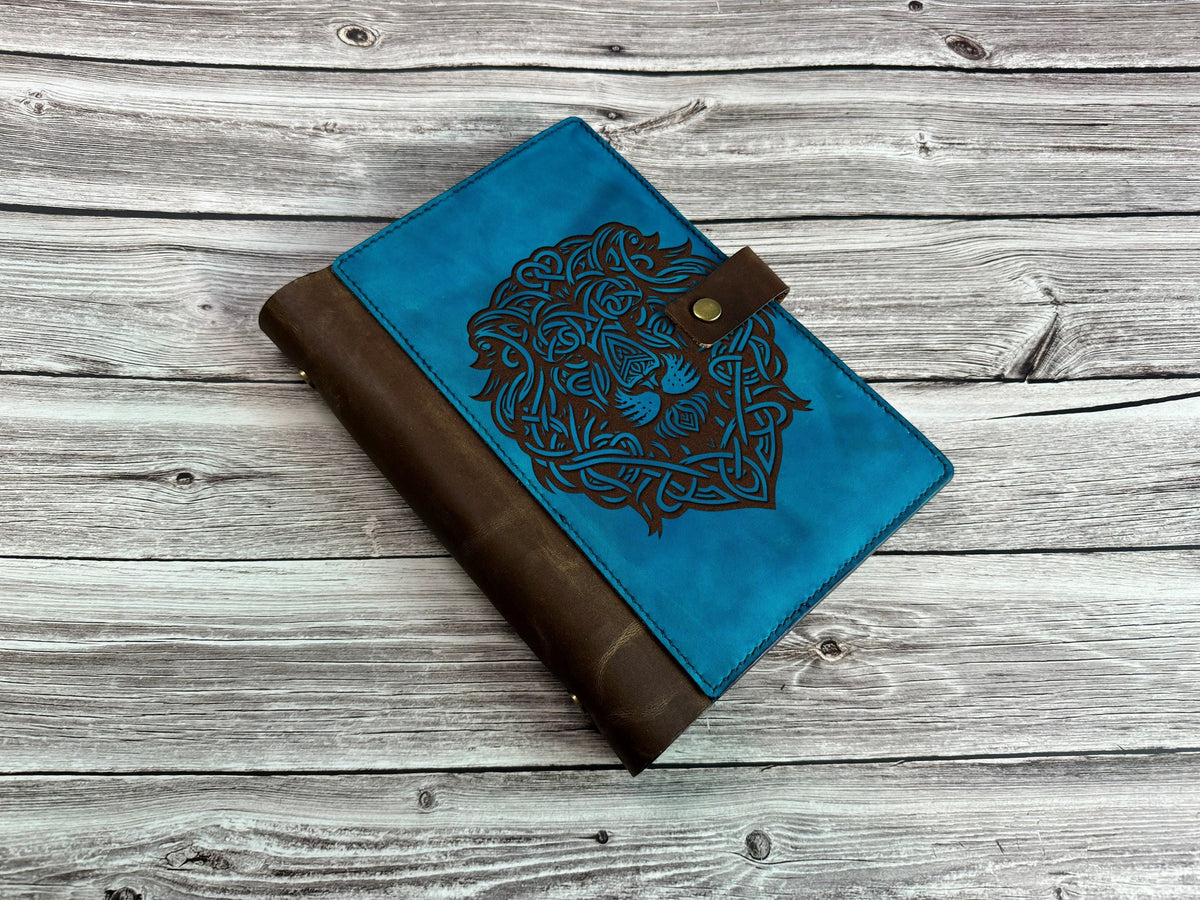 Lion Leather Journal: Custom Engraved Business Portfolio