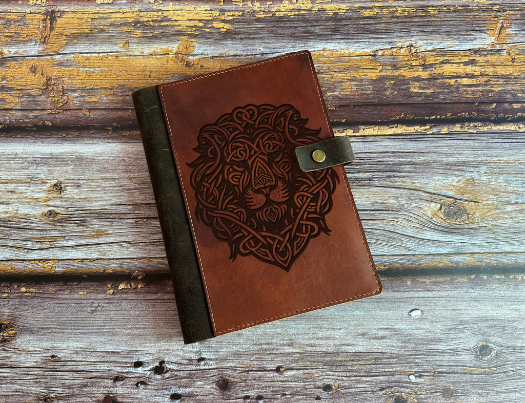 Lion Leather Journal: Custom Engraved Business Portfolio