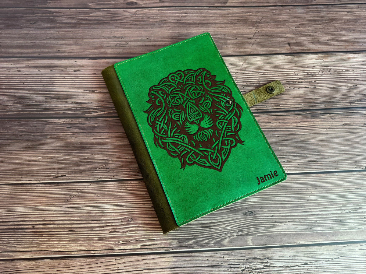 Lion Leather Journal: Custom Engraved Business Portfolio
