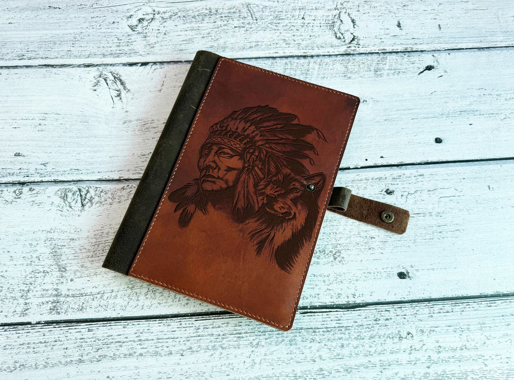 Native American Chief Leather Journal: Tribal Art Gift