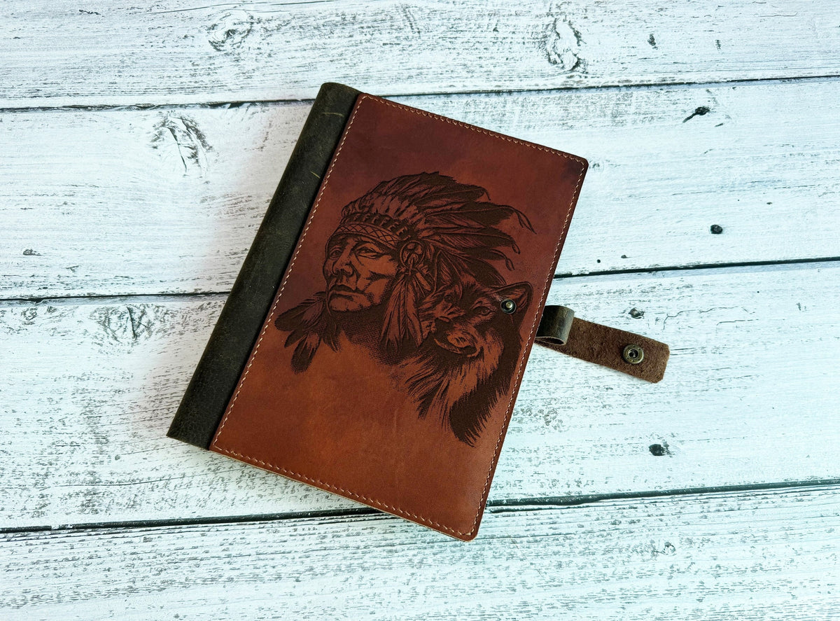 Native American Chief Leather Journal: Tribal Art Gift