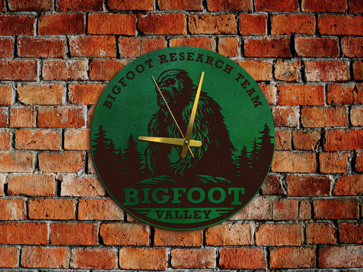 Bigfoot Leather Wall Clock: Personalized Sasquatch Decor