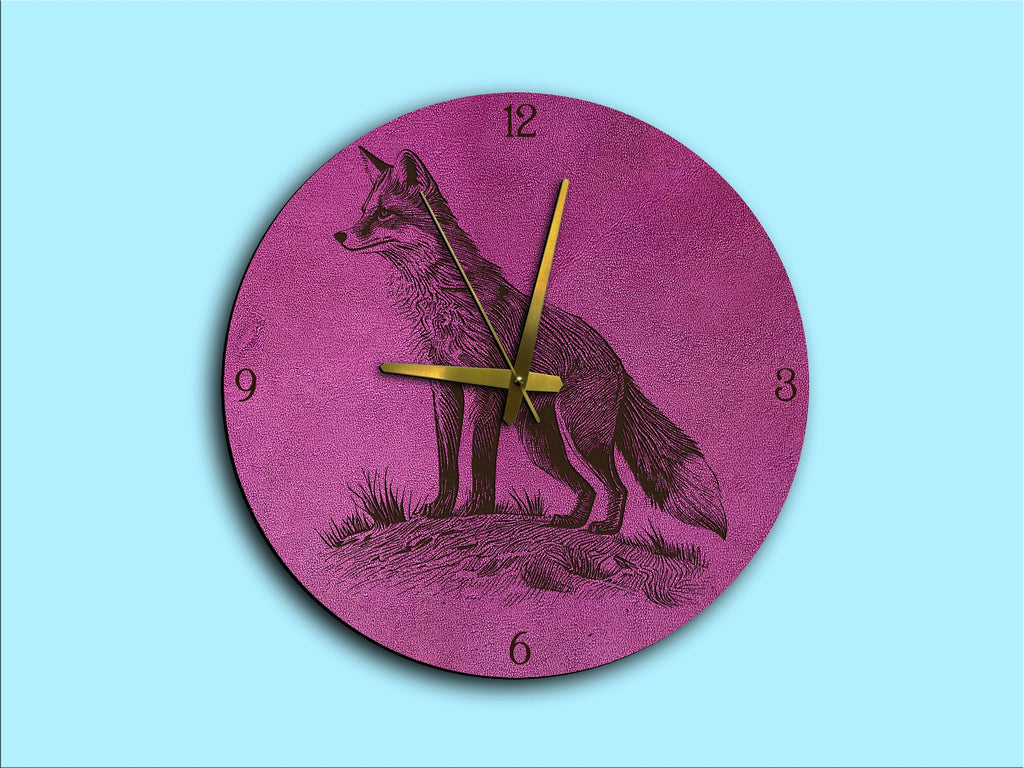 Fox Leather Wall Clock: Animal Pattern Decoration