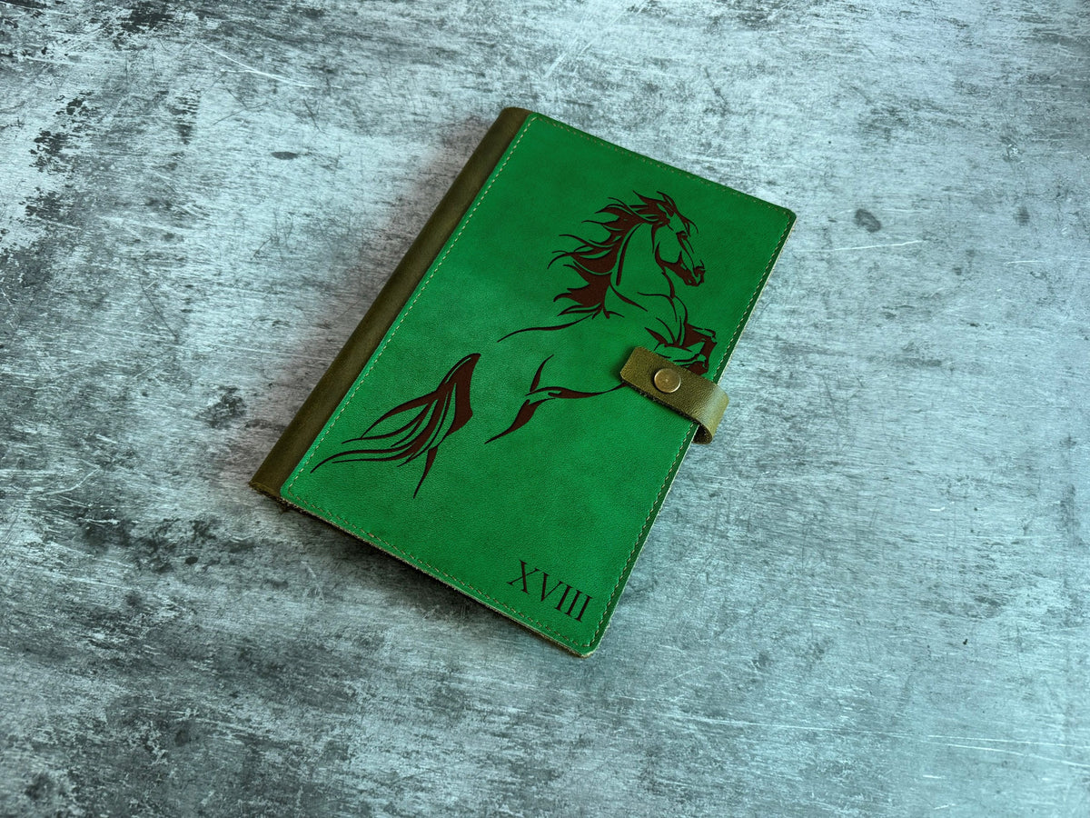 Handmade Horse Leather Journal Cover, Personalized Notebook