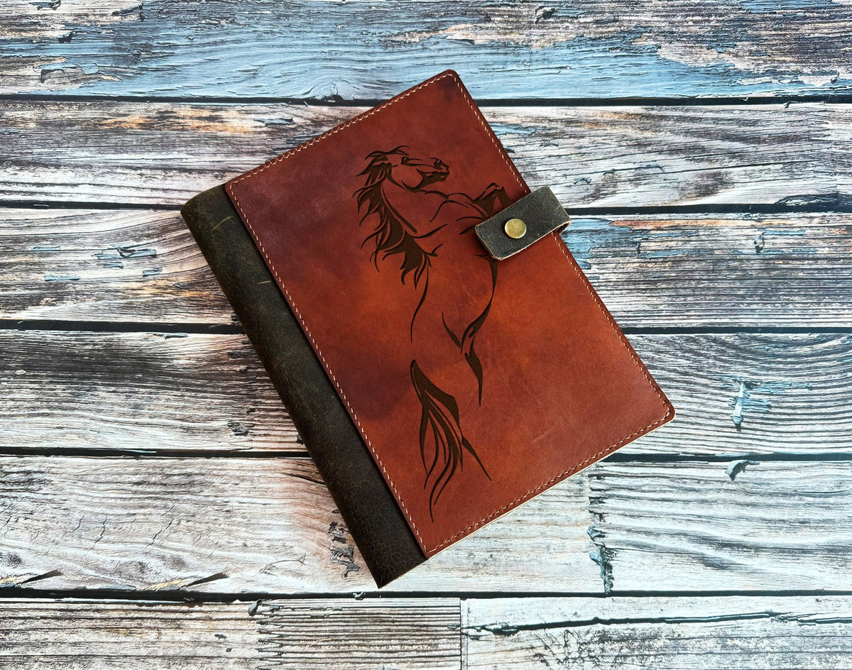 Handmade Horse Leather Journal Cover, Personalized Notebook